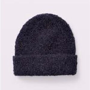 Club Monaco Wool and Alpaca Hair Warm Navy Tuque (Teddy Hat)